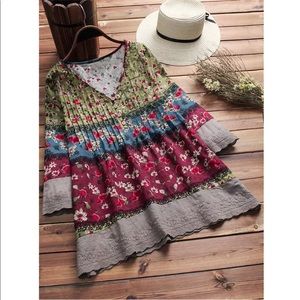 Boho Peasant Patchwork Tunic Or Dress M